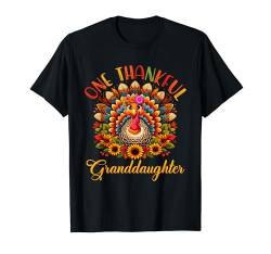 One Thankful Granddaughter Thanksgiving Floral Truthahn T-Shirt von Family Women Thanksgiving Costume