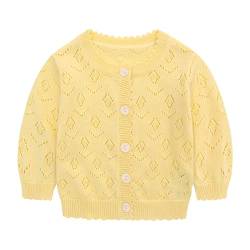 Famuka Baby Mädchen Strickjacke Cardigan Übergangsjacke Pullover Sommer Babykleidung (Gelb,24M von Famuka