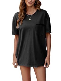 Famulily Damen Schwarz Oversized Tshirt Frauen, Lose Casual Basic Sommer Tee Tops Baggy Kurzarm T-Shirts (S, Schwarz) von Famulily