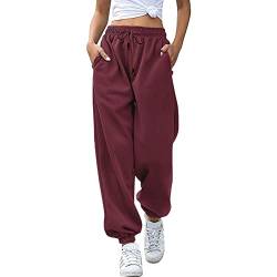 jogginghose damen weites bein lang, Jogginghose Damen Baggy High Waist Sportshose Lang Weites Bein Trainingshose Locker Sweatpants Fitness Sport Yoga Hosen Laufhosen Freizeithose Frauen Sweathose von Famzuneu