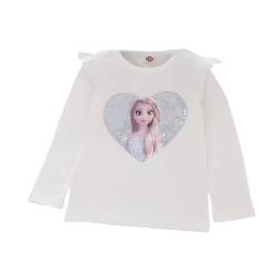 ELSA und Anna T-Shirt Herz Glanz Langarmshirt Frozen 2 Eiskönigin 2 Prinzessin Shirt Eisprinzessin Mädchen Kinder (130cm, Weiß) von Fancyland