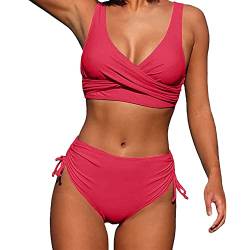 Fannyfuny Bikini Damen Set Bauch Weg Zweiteiliger Push Up Bademode Sexy Badeanzug Bikini Damen Bauchweg Mode Badeanzüge Outfits Strandurlaub Bikini-Sets GroßE Brüste Swimsuit Set Triangel Bikini von Fannyfuny