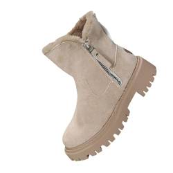 Fannyfuny Gefütterte Stiefel Für Damen Plüsch Schneestiefel Übergangsstiefel Winter Kurzschaft Stiefel Schneestiefelklassische Winter Boots Schlupfstiefel Flache Schuhe Boots Stiefel Schuhe von Fannyfuny