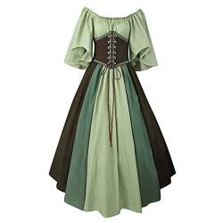 Fannyfuny Kostüm Robin Hood Damen Damen Mittelalter Kleid Cosplay Renaissance Kostüm French Maid Schürze Mittelalter Renaissance Damen Vintage Maxikleid Karneval Halloween Party Prinzessin Kostüm von Fannyfuny