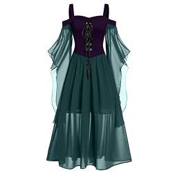 Fannyfuny Mittelalter Kleid Mädchen Renaissance Retro Partykleid Mittelalter Kostüme Damen Gothic Kleider Halloween Karneval Kostüm Damen Vintage Maxikleid für Halloween Karneval Kostüm von Fannyfuny