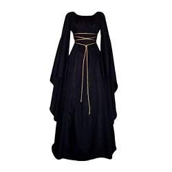 Fannyfuny Mittelalter Kleid Mädchen Renaissance Retro Partykleid Mittelalter Kostüme Damen Gothic Kleider Halloween Karneval Kostüm Damen Vintage Maxikleid für Halloween Karneval Kostüm von Fannyfuny