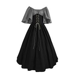 Fannyfuny Mittelalter Kleid Mädchen Renaissance Retro Partykleid Mittelalter Kostüme Damen Gothic Kleider Halloween Karneval Kostüm Damen Vintage Maxikleid für Halloween Karneval Kostüm von Fannyfuny