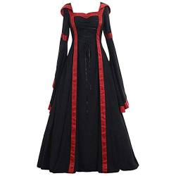 Fannyfuny Mittelalter Kleid Mädchen Renaissance Retro Partykleid Mittelalter Kostüme Damen Gothic Kleider Halloween Karneval Kostüm Damen Vintage Maxikleid für Halloween Karneval Kostüm von Fannyfuny