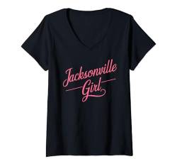 Damen Jacksonville Girl Florida Retro Tallahassee Süße Frau 904 T-Shirt mit V-Ausschnitt von Fantastic Florida Apaprel