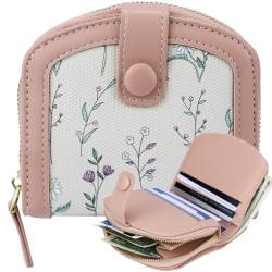 Farcauo Portemonnaie Damen Geldbörse Frauen Kleine Geldbörse mit rosa Blume für Frauen Klein Portmonee Frauen Geschenke für Frauen Geldbörsen Ausweis- & Kartenhüllen Wallets for Women von Farcauo