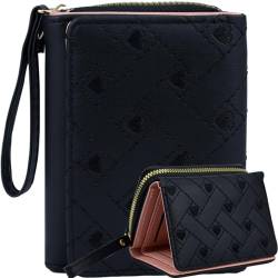 Farcauo Portemonnaie Damen Geldbörse Frauen Schwarzes Herz Portemonnaie für Frauen Klein Portmonee Frauen Geschenke für Frauen Geldbörsen Ausweis- & Kartenhüllen Wallets for Women von Farcauo