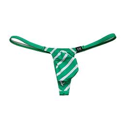 Faringoto Herren String aus Eisseide, gestreift, niedrige Taille, U konvexe Bikini-Unterwäsche, grün, L von Faringoto