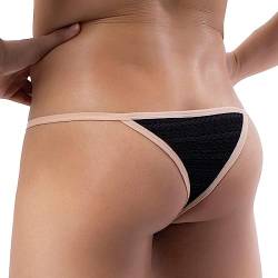 Faringoto Herren-Stringtangas, Netzstoff, G-Strings, Slip, atmungsaktiv, sexy Bikini-Unterhose, Schwarz, Large von Faringoto