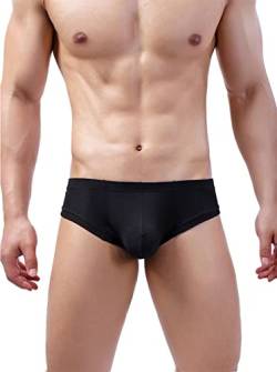 Faringoto Herren-Unterhose aus Eisseide, T-Hose, einfarbig, atmungsaktiv, G-String-Hose, Schwarz , M von Faringoto