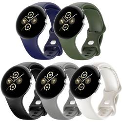 Farluya 5 Stück Bänder kompatibel mit Google Pixel/Google Pixel 2 Uhr für Damen und Herren, weiches Silikon, langlebiges Armband, Ersatzarmband für Google Pixel Google Pixel 8 Smartwatch Zubehör von Farluya