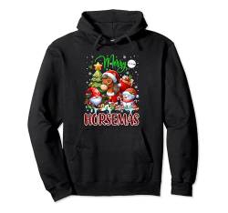 Merry Christmas Horse Cute Santa Horse Gnome Snowman Farmer Pullover Hoodie von Farmer Christmas Costume