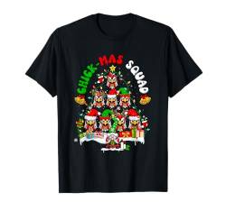 Merry Xmas Chicken Funny Squad Santa Chickens Face Xmas Tree T-Shirt von Farmer Christmas Costume