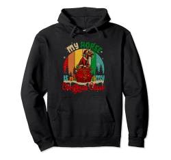 Vintage Retro My Horse Is My Xmas Cheer Santa Horse Farmer Pullover Hoodie von Farmer Christmas Costume