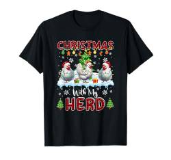 Weihnachten mit meiner Herde Drei Weihnachtsmann-Hühner Farmer Rancher T-Shirt von Farmer Christmas Costume