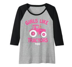 Damen Funny Girls Like Tractors Too Farming trucks &Tractors Raglan von Farmer Designs Tractors Farm tee.