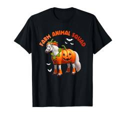 Farm Animal Squad Horse Cosplay geschnitzter Kürbis Halloween T-Shirt von Farmer Halloween Costume