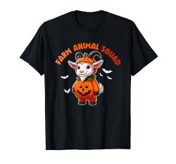 Farm Animal Squad Ziege Cosplay Geschnitzt Kürbis Halloween T-Shirt von Farmer Halloween Costume