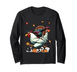 Dabbing Turkey Riding Chicken Thanksgiving Farmer Kids Lover Langarmshirt von Farmer Thanksgiving Costume