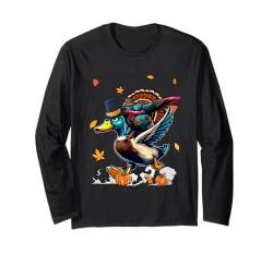 Dabbing Turkey Riding Duck Thanksgiving Farmer Kids Lover Langarmshirt von Farmer Thanksgiving Costume