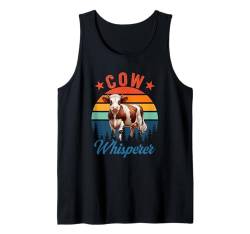 Vintage Retro Cow Whisperer Funny Dog Owner Lover Tank Top von Farmer Vacations Costume