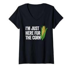 Damen Ich bin nur für den Mais da Lustiger Mais für Maisliebhaber T-Shirt mit V-Ausschnitt von Farming Corn Farmer Co.