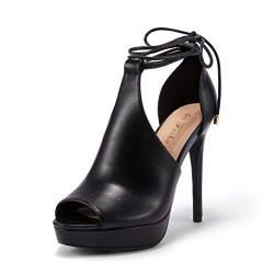 Damen Peep-Toe, Plateauabsatz, sexy Sandalen, Riemchen, Schnürung, Stilettos, Kleid, Pumps, 1-cool schwarz, 40.5 EU von Fashare