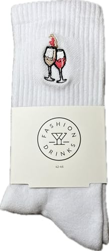 Fashion Drinks Crew Socks Damen & Herren aus Bio Baumwolle im Wein Duett Design (36-41) von Fashion Drinks