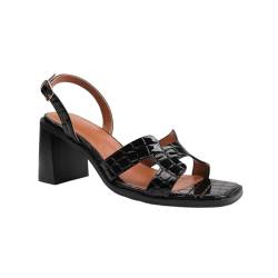 Fashion Thirsty - Damen Sandalen Stylite, Krokodilmuster, Lackleder (36 EU) (Schwarz) von Fashion Thirsty