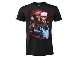 Fashion UK T-Shirt Jujutsu Kaisen Modell Figuren schwarz 100% Baumwolle Kurzarm Offizielles Produkt Größen für Erwachsene Jungen von Fashion UK