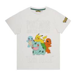 Pokemon T-Shirt Jungen Mädchen Pikachu Poke Shirt (DE/NL/SE/PL, Numerisch, 134, Regular, Weiss) von Fashion UK