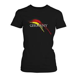 Fashionalarm Damen T-Shirt - Brush Flagge Germany | 2018 Fan Shirt Trikot Fußball Weltmeisterschaft WM Deutschland Fahne Weltmeister, Farbe:schwarz;Größe:4XL von Fashionalarm