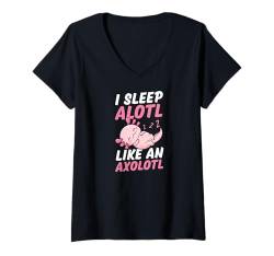 Damen Ich schlafe viel wie ein Axolotl Netter Nickerchen Axolotl T-Shirt mit V-Ausschnitt von Favorite Animal Wholesome Pet Axolotl Lover Merch