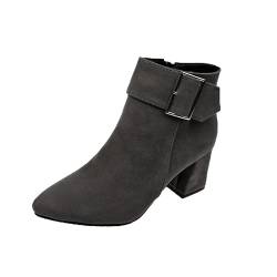 Braune Wildleder-Stiefeletten für Damen, hohe Absätze, elegante Arbeitsstiefel mit seitlichem Reißverschluss, formelle Winterstiefel für Damen, UK-braun, Damen-Wanderstiefel, Größe 39, kurze von Fccrian