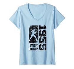 Damen Fechter Jahrgang 1955 geboren Geburtstag Fechtsport Fechten T-Shirt mit V-Ausschnitt von Fechten Ausrüstung Geschenke Geburtstag Shirts