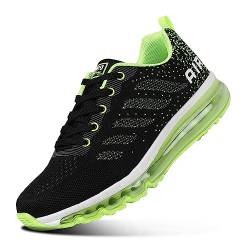 Feclogar Laufschuhe Herren Turnschuhe Damen Atmungsaktive Sneakers Sportschuhe für Laufen Fitnessstudio Sport Sportwandern Schwarz Weiß 833BlackGreen-36 von Feclogar