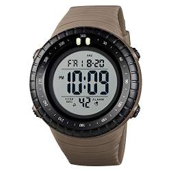 FeiWen Unisex Multifunktional Groß Wählen Uhren mit Kautschuk Band 50M Wasserdicht LED Doppelte Zeit Outdoor Sport Digital Militär Armbanduhren Alarm Countdown (Gelb) von FeiWen