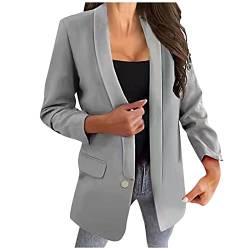 Feibeauty Blazer Damen Elegant Grün Blazer Damen Königsblau Oberteil Damen Elegant Karierte Hose Damen Cardigan Winter Jeansjacke Sommer Jeanjacke Steppmantel Lang (Grau, L) von Feibeauty