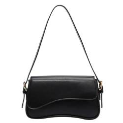 Leather Crossbody Bags For Women 2024 Designer Female Small Flap Shoulder Underarm Bag Armpit Handbags And Purses Black von Feitoy