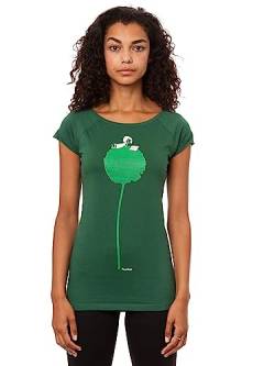 FellHerz Blumenbuch dunkelgrün - süßes Damen T-Shirt aus 100% Bio-Baumwolle fair produziert nachhaltig alternativ organic cotton grün Mädchen Fee Pflanze Lesen (XS) von FellHerz