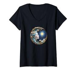 Damen Weibliche Göttin Erde göttliche spirituelle Energie für Frauen T-Shirt mit V-Ausschnitt von Feminine Power Love Meditation Nature Mother Gift