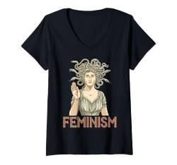 Damen Medusas Feminist Design für Frauen Feminismus T-Shirt mit V-Ausschnitt von Feminismus Medusas Feministisches Geschenk