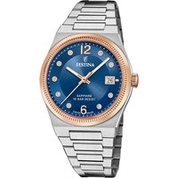 Festina Quarzuhr Festina Damenuhr Edelstahl silber rosé, (Analoguhr), Damen Armbanduhr rund, Edelstahlarmband silber, rosé, Elegant von Festina