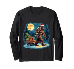 Bigfoot Weihnachtsmann Weihnachtsbaum Lichter Xmas Sasquatch Lovers Langarmshirt von Festive Sasquatch Spirit Bigfoot’s Gift Wagon xmas