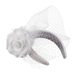 Eleganter Hochzeits-Fascinator-Stirnband mit Blumenfedern, Hut für Make-up-Partys und Hochzeitsfeiern von Fhsqwernm