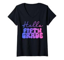 Damen Hallo 5. Klasse für Schüler und Lehrer der Fünftklässler T-Shirt mit V-Ausschnitt von Fifth Grade Shopp